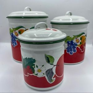 Blue Sky Enamel Cherry Canister Set
